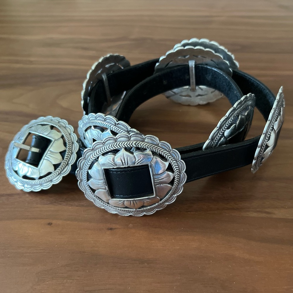 Vintage 90s Brighton Concho Belt in Black Size Large 1993 Excellent Condition